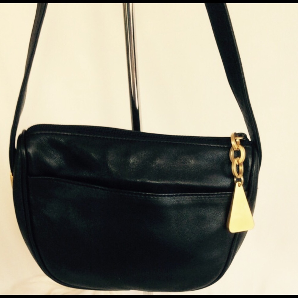 Black leather shoulder bag